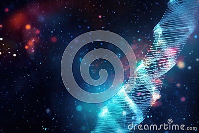 dna helix with binary code overlay on a digital background Stock Photo