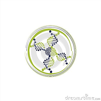 DNA helix biotechnology logo and vector illustration Vector Illustration