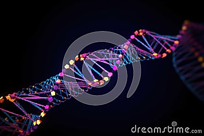 Dna helix on black. DNA molecular structure with sequencing data of human. Stock Photo