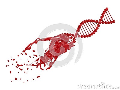 Dna helix with blood splash Stock Photo