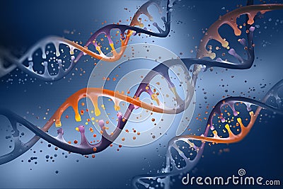DNA helix. Genetic Engineering. Study of the structure of DNA. Modern medical research of stem cells Cartoon Illustration