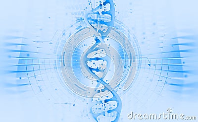 DNA helix. Hi Tech technology in the field of genetic engineering. Work on artificial intelligence Cartoon Illustration