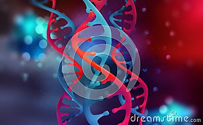 DNA helix. Human genome research. Genetic modification Cartoon Illustration