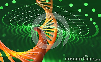 DNA helix. Innovative technologies in research of the human genome. Artificial intelligence in the medicine of the future Cartoon Illustration