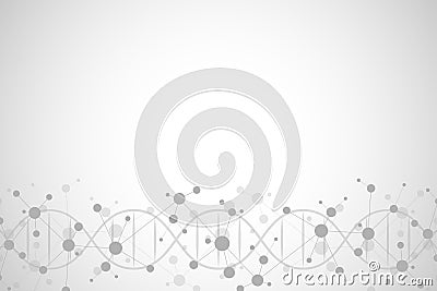 DNA helix and molecular structure. Science and technology concept with molecules background. Vector Illustration