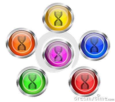 DNA Icon Button Stock Photo