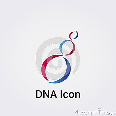 DNA Icon Logo Symbol - Gene Genetics Research Medical Science Human Health Emblem - Helix Pattern Infinity Concept Vector Vector Illustration