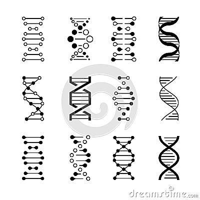DNA icons. Genetic structure code, DNA molecule models isolated on white background. Genetic vector symbols Vector Illustration