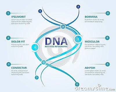 Dna infographics. Spiral human biology structure vector medical scientific concept with place for your text Vector Illustration