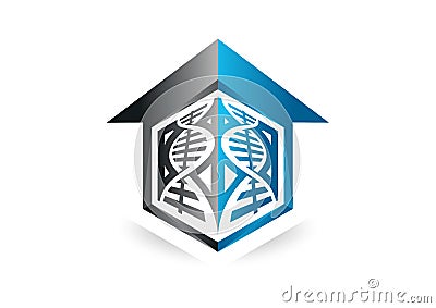 DNA, lab, home, house, modern business logo Vector Illustration