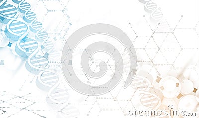 Dna and medical and technology background. futuristic molecule Vector Illustration