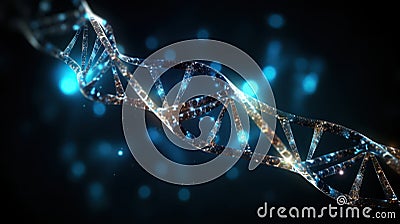 DNA molecule, 3d render, computer generated illustration, blue background Generative AI Cartoon Illustration