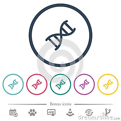 DNA molecule flat color icons in round outlines Stock Photo