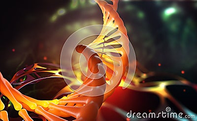 DNA molecule, human genome, scientific research, gene code. 3d illustration of a DNA helix Cartoon Illustration