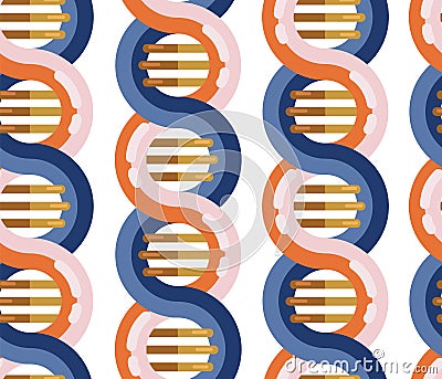 DNA molecule seamless vector background. Repeating pattern Spiral genetic dna strands medical icon. Helix structure symbol. DNA Stock Photo