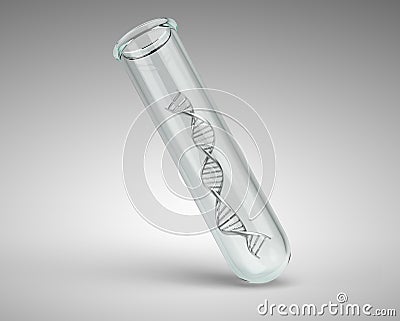 DNA molecule in test tube Cartoon Illustration