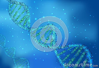 DNA molecules on sciences on blue background Vector Illustration