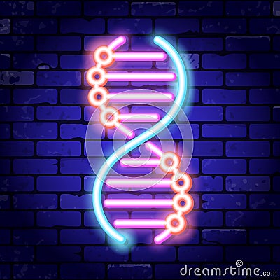 DNA Neon Signboard Vector Illustration