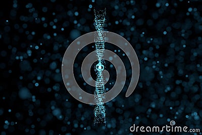 DNA particles and diffused glowing lines, 3d rendering Cartoon Illustration