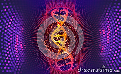 DNA. Research molecule. Scientific breakthrough in human genetics Cartoon Illustration