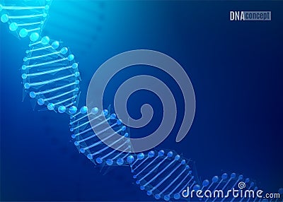 DNA science technology vector background for biomedical, health, chemistry design. Chromosome concept. 3D style pattern Vector Illustration