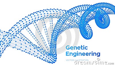 DNA sequence. Wireframe DNA molecules structure mesh. DNA code editable template. Science and Technology concept. Vector Vector Illustration