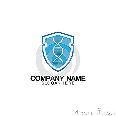 DNA shield logo icon design-vector Vector Illustration