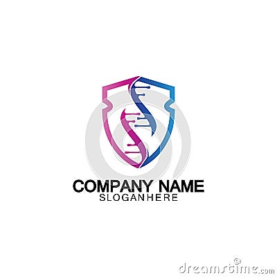 DNA shield logo icon design-vector Vector Illustration