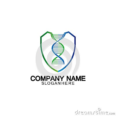 DNA shield logo icon design-vector Vector Illustration