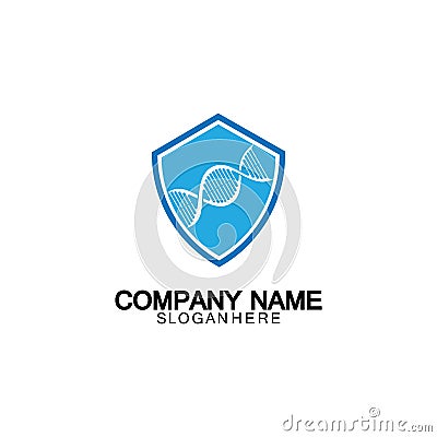 DNA shield logo icon design-vector Vector Illustration