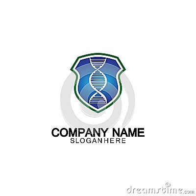 DNA shield logo icon design-vector Vector Illustration