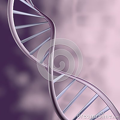 DNA shiny helix and blurred purple violet background. Cartoon Illustration