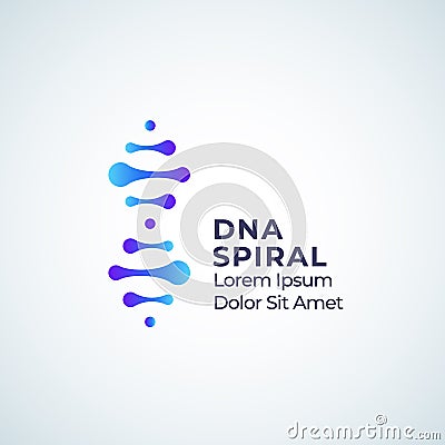 DNA Spiral Abstract Vector Sign, Symbol or Logo Template. Modern Technology, Medicine or Biotechnology Emblem with Vector Illustration