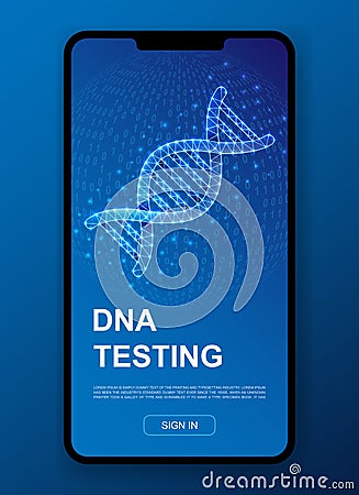 DNA spiral 3d polygonal symbol for UI, UX design template. Low poly Science illustration for homepage app design Vector Illustration