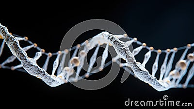 DNA strand on a black background. Biochemistry background concept with high tech DNA molecule. Stock Photo
