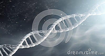 dna strand displayed in the space: building blocks of our genetic code might have come from outer space concept Cartoon Illustration