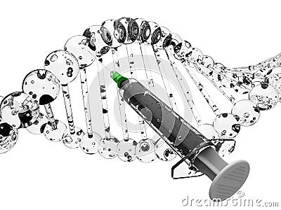 DNA strand - syringe Cartoon Illustration