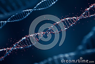 DNA structure blood red circle round spiral ring blue deep shape string bubbles splash helix floating surface gene genetics mutate Cartoon Illustration