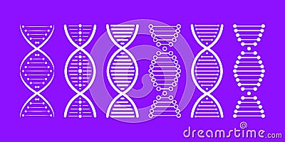 DNA structure Icon set. Structure molecule and cell, chromosome. Genetic engineering. Vector stock illustration Vector Illustration