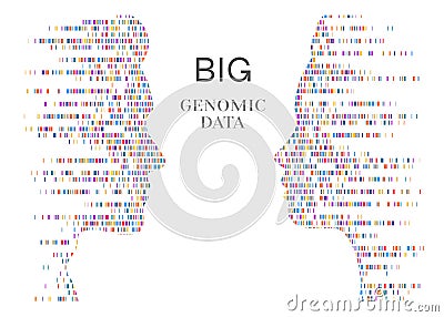 Dna test infographic. Big genomic data with people face. Genome sequence map. Vector illustration Cartoon Illustration