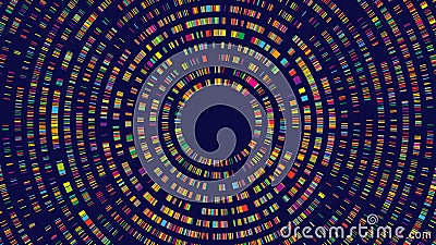 Dna test infographic. Genome sequence map, radial two-dimensional barcoding and abstract big data structure vector Vector Illustration