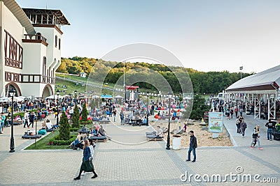 Dnepropetrovsk, Ukraine - June 3, 2017: people picnic in Park Lavina with family in Dnepropetrovsk, Ukraine on June Editorial Stock Photo