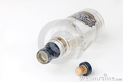 Empty open bottle of Chivas Regal 18yr Gold Signature Blended Scotch Whisky Editorial Stock Photo