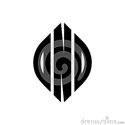 DNO circle letter logo design with circle and ellipse shape. DNO ellipse letters with typographic style. The three initials form a Vector Illustration