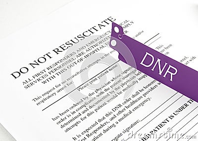 DNR Bracelet And Hospital Form Stock Photo