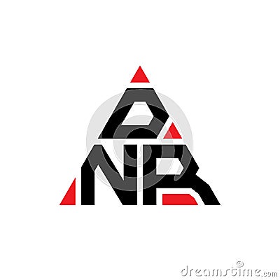 DNR triangle letter logo design with triangle shape. DNR triangle logo design monogram. DNR triangle vector logo template with red Vector Illustration