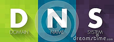 DNS Domain Name System - hierarchical naming system built on a distributed database for computers, services, or any resource Stock Photo