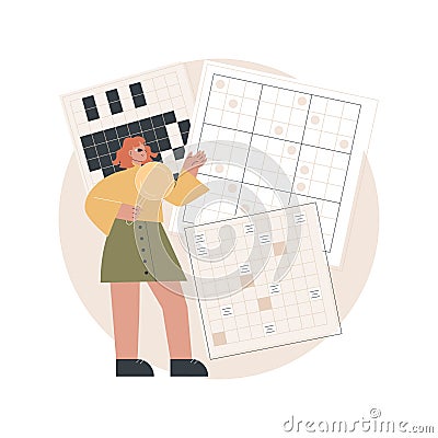 Do a crossword and sudoku abstract concept vector illustration. Vector Illustration