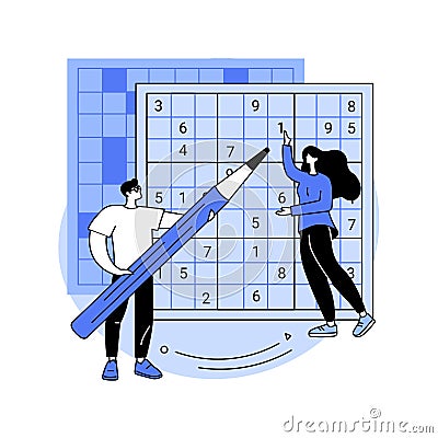 Do a crossword and sudoku abstract concept vector illustration. Vector Illustration