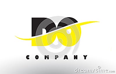 DO D O Black and Yellow Letter Logo with Swoosh. Vector Illustration